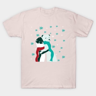 Weasel hugs Christmas in pink T-Shirt